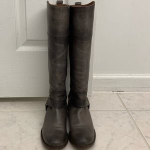 Frye Gray Melissa Harness Distressed Tall Boots
